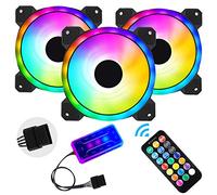 Pack de 3 ventilateurs de boîtier RVB, ventilateurs de refroidissement de châssis ultra-silencieux de 120 mm, équipés d'un concentrateur de télécommande, refroidisseur coloré à vitesse réglable
