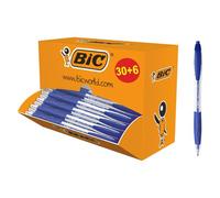 BIC Stylos-bille rétractables Atlantis Classic – Pointe moyenne 1,0 mm – Bleu – Boîte de 30+6