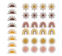 Pack De 32 Autocollants Thermocollants En Tissu, Patchs Thermocollants Arc-En-Ciel Et Soleil, Étiquettes De Vêtements Brodées, Autocollants En Tissu De Réparation, Décoration De Vêtements Diy