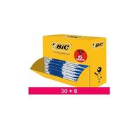 BIC Stylos-bille rétractables Atlantis Classic – Pointe moyenne 1,0 mm – Bleu – Boîte de 30+6