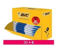 BIC Stylos-bille rétractables Atlantis Classic – Pointe moyenne 1,0 mm – Bleu – Boîte de 30+6