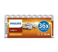 Pack de 36 piles Philips LongLife AAA LR03