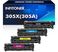 (Pack de 4) 305X CE410X Cartouche de Toner Compatible pour HP 305A CE410A CE411A CE412A CE413A LaserJet Pro 400 Color MFP M451dn M475dn M475dw M451nw M451dw M351a M375nw Noir Cyan Jaune Magenta