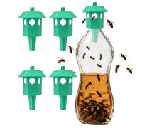 Pack de 4/8 Piège Frelon Asiatique Pièges à Frelons Extérieur Sélectif - Compatible Bouteille Standard + Recette d’Appât Offerte (Vert 4PC)
