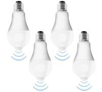 Pack de 4 Ampoules LED E27 Avec Détecteur de Mouvement : Lampe PIR 12W Blanc Froid 6500K, Capteur de Lumière, Économie d'Énergie Pour Couloir, Garage, Escaliers, Balcon