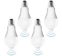 Pack de 4 Ampoules LED E27 Avec Détecteur de Mouvement : Lampe PIR 15W Blanc Froid 6500K, Capteur de Lumière, Économie d'Énergie Pour Couloir, Garage, Escaliers, Balcon
