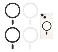Pack de 4 Anneau Magnétiques Téléphone Universels, Compatibles avec Chargeurs MagSafe, Adaptation pour Recharge sans Fil, pour iPhone 15/14/13/12 et Galaxy S23/S22, Noir et Blanc, Installation Facile