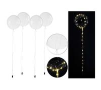 infactory Pack de 4 Ballons Transparents Ø env. 20 cm avec Guirlande à 40 LED -Blanc Chaud