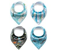 Pack de 4 bébé unisexe Bébé Bandana sabbern bavoirs avec boutons pression doux coton organique Set de douche cadeau unique Super Absorbant pour zahnende haleter Fashion réglable