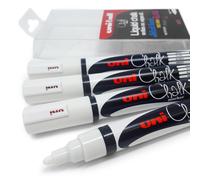 Uni TS-140135 PWE-5M Marqueur craie à pointe ogive, moyen, largeur de trait 1,8 mm - 2,5 mm, blanc
