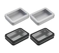 Pack De 4 Boîtes Métalliques Avec Couvercles, Boîtes De Rangement Avec Couvercles Transparents, Petites Boîtes Avec Couvercles, Boîtes Métalliques Rectangulaires