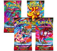Pack de 4 Boosters Pokémon Chaos Ascendant - ARTSET Complet - Version Française - 40 Cartes Pokémon - Boosters Neufs et Scellés
