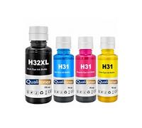 Pack de 4 Bouteilles d'encre Générique compatible HP Smart Tank Référence 32XL 32 XL 31 Multicolore 135 ml Noir 70 ml Couleurs
