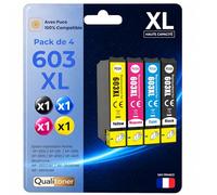 Pack de 4 Cartouches Compatible pour Epson 603XL Noir & Couleurs Qualitoner