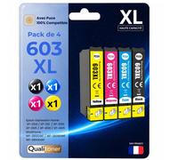 Pack de 4 Cartouches compatible pour Epson 603XL Noir et Couleurs Qualitoner