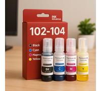 Pack de 4 Cartouches Compatibles EPSON 102-104 pour Imprimantes EcoTank ET L800 à EcoTank ET L14000 & ET2500 à ET 18100, 4x70ml