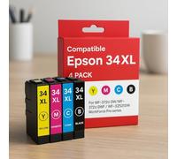 Pack de 4 Cartouches Compatibles EPSON 34XL pour Imprimantes WF 3720DW, 3720DWF, 3725DW & Workforce Pro 3720DW, 3720DWF, 3725DW