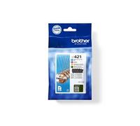 Pack de 4 Cartouches d'encre LC421VAL - BROTHER - Noir, Cyan, Magenta et Jaune capacité standard de 200 pages - Pour DCP-J1050D