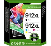 Pack de 4 Cartouches d'Encre 912XL Compatibles HP OfficeJet 8022 8024 8012 (Noir, Cyan, Magenta, Jaune).