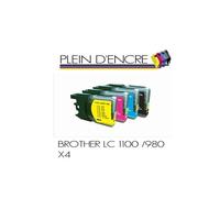 Pack de 4 cartouches d'encre compatibles Brother LC 1100 / LC 980 - Black-Cyan-Magenta-Yellow - Grande capacité - PLEIN D'ENCRE