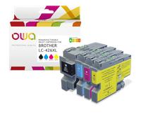 Pack de 4 Cartouches dencre remanufacturables OWA - haute capacité - Noir Cyan Magenta Jaune - pour BROTHER LC-426XLBK, LC-426XLC, LC-426XLM