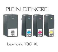 Cartouche d'encre GENERIQUE Pack de 4 cartouches jet d'encre Lexmark 100 XL Grande capacité - PLEIN D'ENCRE