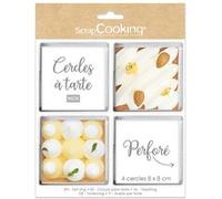 ScrapCooking – Cercles à tarte individuels pack de 4 perforés carrés inox 8 x 8 cm