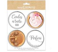 Pack de 4 cercles à tarte individuels perforés Scrapcooking Rond Inox 8 cm Inox G