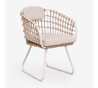 Pack De 4 Chaises De Jardin Avec Accoudoirs En Aluminium Et Rotin Synthétique Isaran Blanc Gardenia Blanc