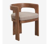 Pack De 4 Chaises De Jardin Avec Accoudoirs En Bois D'acacia Et Tissu Bouclé Kandroa Brun Acacia Foncé