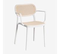 Pack de 4 chaises de salle à manger empilables avec accoudoirs en polypropylène Omara Blanc Gardenia