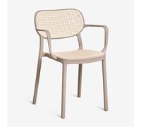 Pack de 4 chaises de salle à manger empilables avec accoudoirs en polypropylène Omara Moka Brown