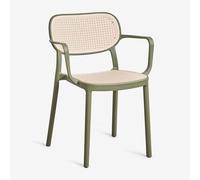 Pack de 4 chaises de salle à manger empilables avec accoudoirs en polypropylène Omara Vert Olive Intense