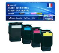 Pack de 4 compatible pour Lexmark C540H1BK C540H1CG C540H1MG C540H1YG Noir et Couleurs NOPAN-INK