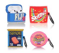 Pack de 4 coques pour AirPods 3e génération (2022), étui de protection en silicone XMBYGY avec design mignon de peau de dessin animé pour AirPods 3, avec mousqueton (SKI+Fiji+SPAM+Bubba)