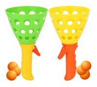 Pack de 4 Cornets Lance Balles 19cm Jeu d'Adresse pour Enfant avec 6 Balles Incluses Couleur Aléatoire