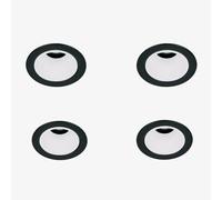 Pack de 4 downlights LED encastrables avec cadres ronds Ø5 cm en aluminium Luisiana Noir - Blanc