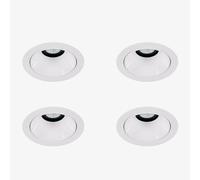 Pack de 4 downlights LED encastrables avec cadres ronds Ø7 cm en aluminium Luisiana Blanc