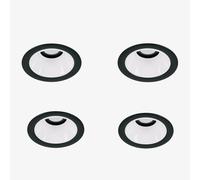Pack de 4 downlights LED encastrables avec cadres ronds Ø7 cm en aluminium Luisiana Noir - Blanc