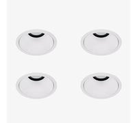 Pack de 4 downlights LED encastrables avec cadres ronds Ø8 cm en aluminium Luisiana Blanc