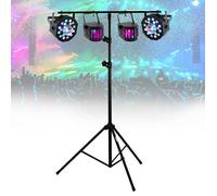 PACK DE 4 EFFETS JEUX DE LUMIERE COMPACTS à LED + PORTIQUE ROBUSTE REGLABLE EN HAUTEUR idéal soirée ambiance bar club disco
