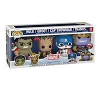 Funko Pop! Figurine Marvel Holiday - Hulk, Groot, Captain America bonhomme de neige, Thanos - 4PK