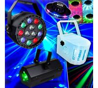 PACK DE 4 JEUX DE LUMIÈRES PAR-MINI Ibiza + OVNI UFO 48 LEDS + 1 DERBY RGBW + 1 GOBO FLOWER