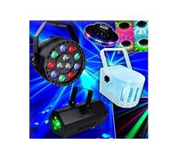 pack de 4 jeux de lumières par-mini ibiza + ovni ufo 48 leds + 1 derby rgbw + 1 gobo flower