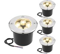 Pack De 4 Lumières Enterrées Extérieures - Lampe De Paysage LED Au Sol, AC 12v 24v Basse Tension Ronde 3w Lumières De Terrasse De Chemin, Lampadaire Encastré étanche IP, Warm White, AC 24V