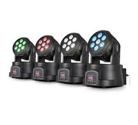 Pack de 4 Lyres à LEDs 4en1 Rouge/Vert/Bleu/Blanc DMX 7x4W LytOr Wash7 WASH7-X4
