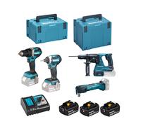 Pack 4 outils 18V (DDF484 + DTD154 + DHR243 + DTM51) + 3 batteries 5 Ah + chargeur + coffret MAKPAC - MAKITA - DLX4109TJ