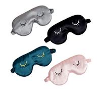 Pack De 4 Masques Pour Les Yeux Brodés Mignons, Masques Pour Les Yeux De Sommeil, Masques Pour Les Yeux Portables, Masques Pour Les Yeux De Voyage, Accessoires De Voyage