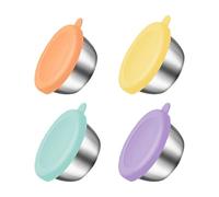 Pack De 4 Mini Pots En Métal, Couvercles En Silicone, Pots À Goûter Pour Enfants, Contenants À Épices Pratiques, Petits Pots De Yaourt Pour Boîtes À Lunch