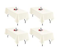 Pack de 4 nappes en polyester ivoire, 153 x 320 cm, nappes rectangulaires en polyester ivoire pour tables de 8 pieds, nappe crémeuse lavable, rectangulaire pour réception de mariage